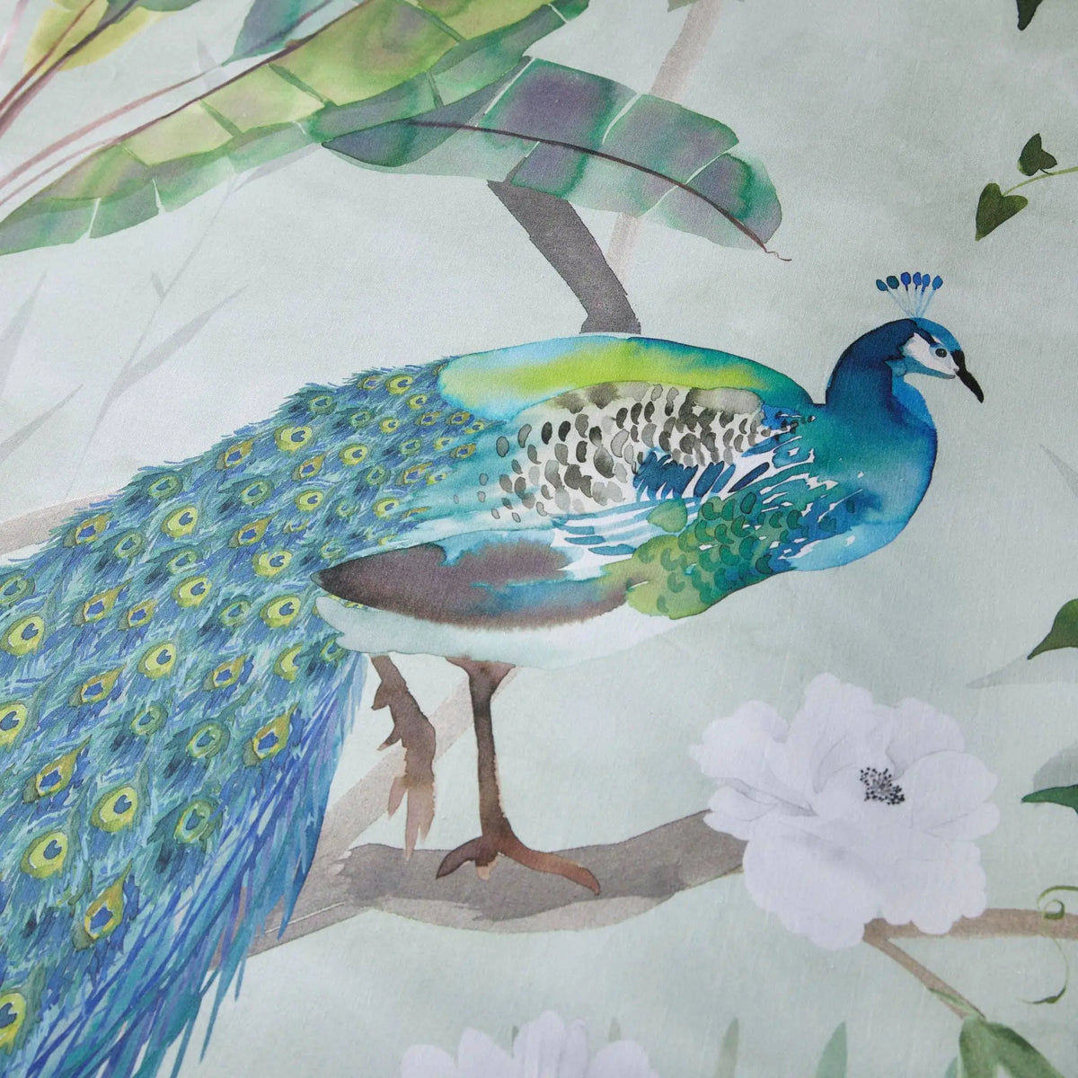 Soiree Peacock Jungle Duvet Cover Set in Green