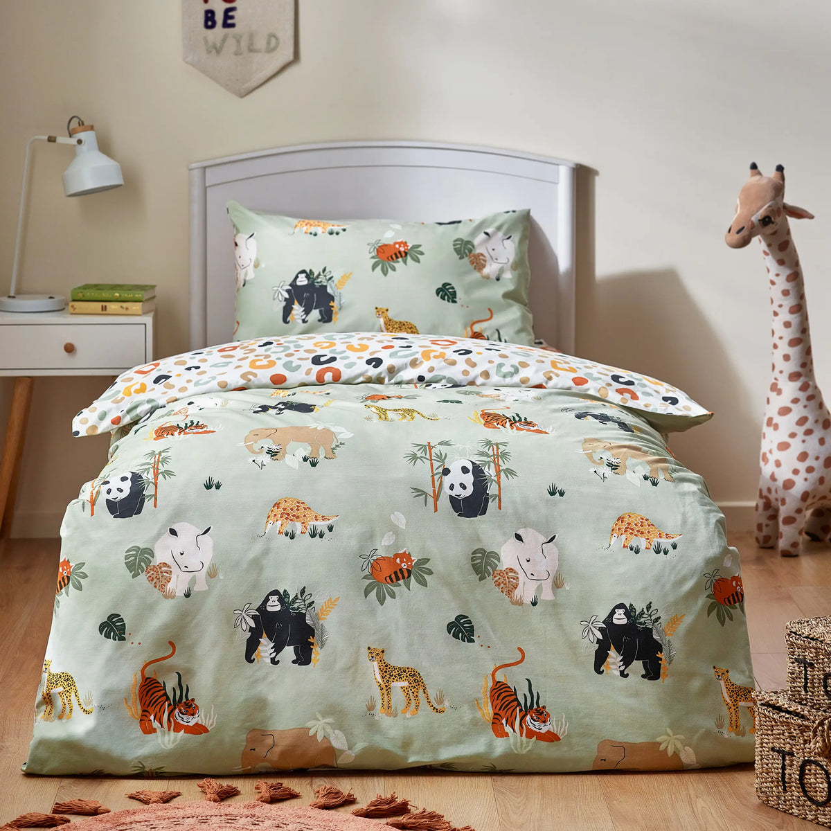 little furn. Wildlife Reversible Duvet Cover Set in Green