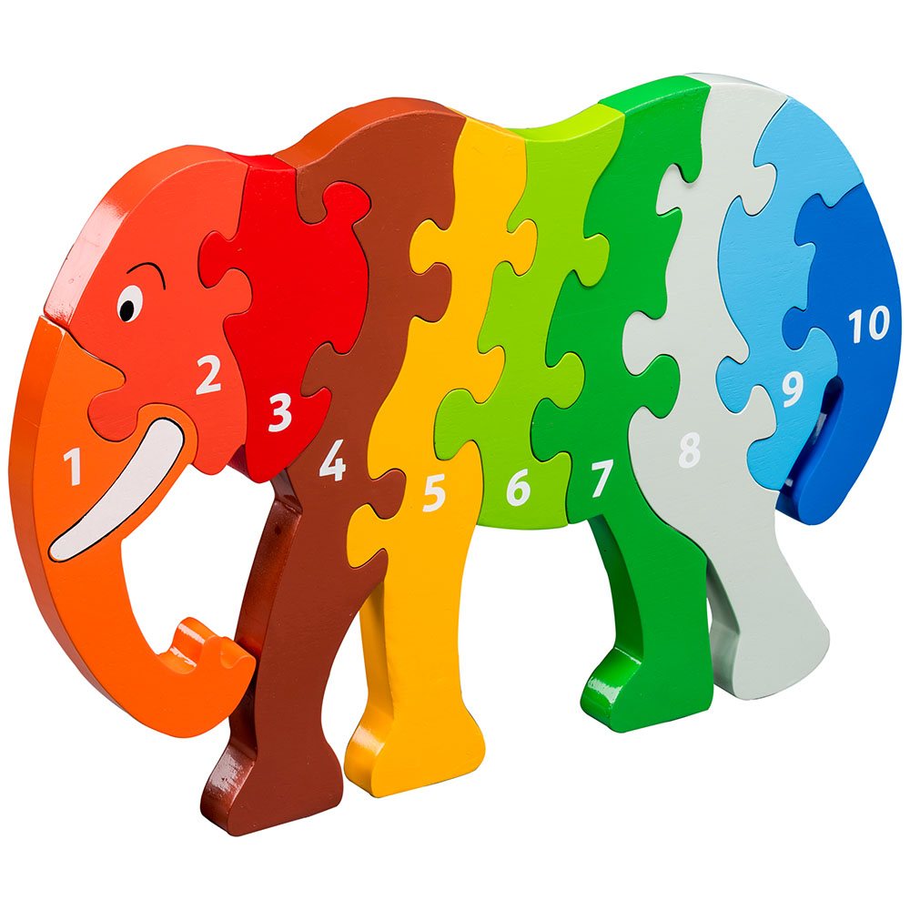 Jumbo Elephant 1-10 Wooden Floor Puzzle with 10 Pieces from Lanka Kade