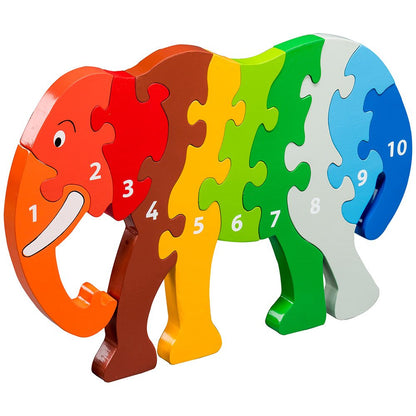 Jumbo Elephant 1-10 Wooden Floor Puzzle with 10 Pieces from Lanka Kade