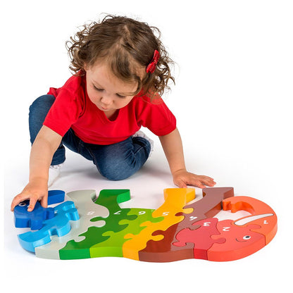 Jumbo Elephant 1-10 Wooden Floor Puzzle with 10 Pieces from Lanka Kade