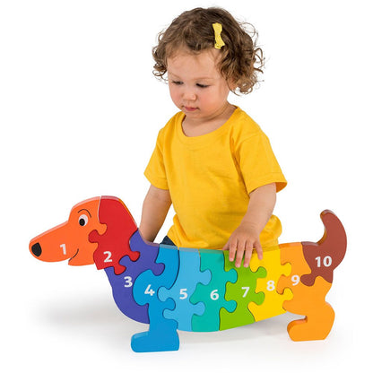 Jumbo Dog 1-10 Wooden Floor Puzzle with 10 Pieces from Lanka Kade