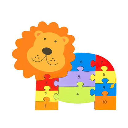 Lion 1-10 Wooden Number Puzzle with 11 Pieces from Orange Tree Toys