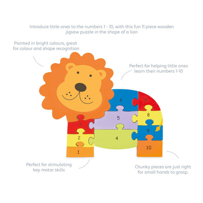 Lion 1-10 Wooden Number Puzzle with 11 Pieces from Orange Tree Toys