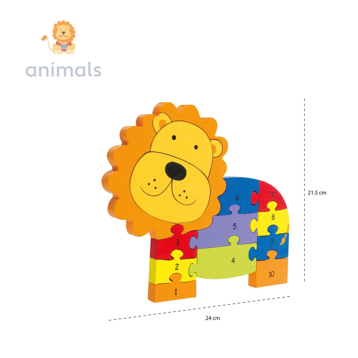 Lion 1-10 Wooden Number Puzzle with 11 Pieces from Orange Tree Toys