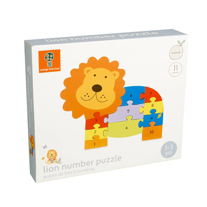 Lion 1-10 Wooden Number Puzzle with 11 Pieces from Orange Tree Toys