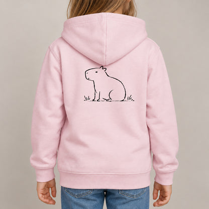 Calm Capybara Kids' Hoodie - Wild Lines lead image