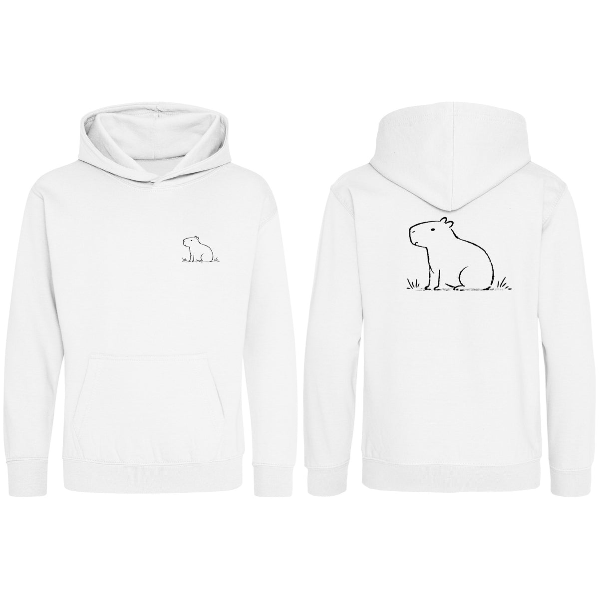 Calm Capybara Kids' Hoodie - Wild Lines Arctic White colour variant image