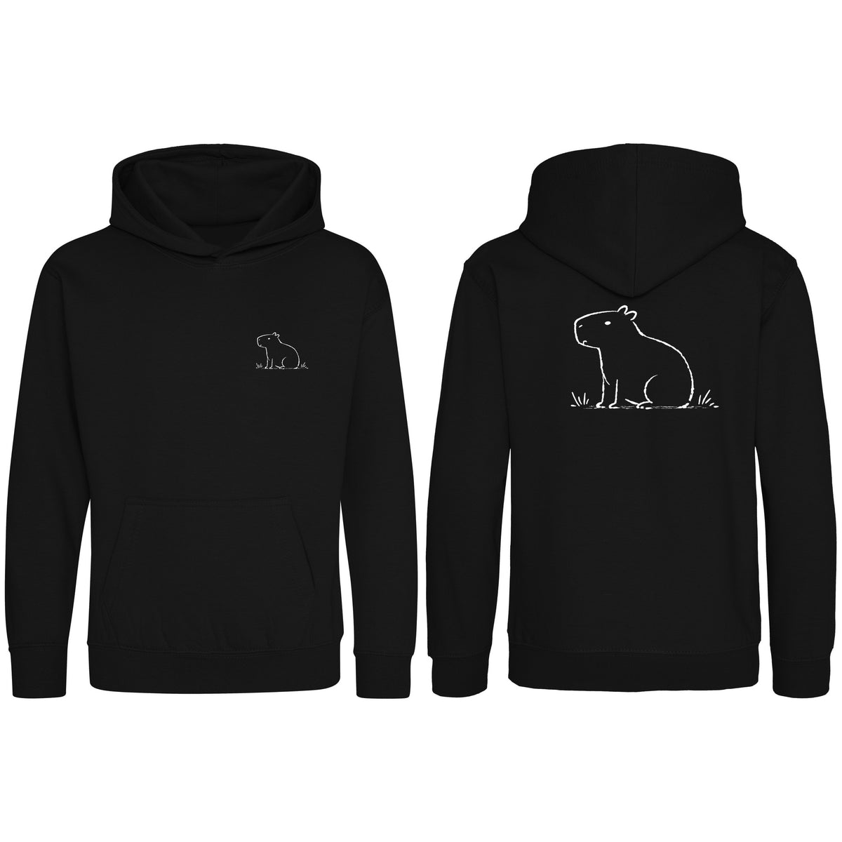 Calm Capybara Kids' Hoodie - Wild Lines Deep Black colour variant image