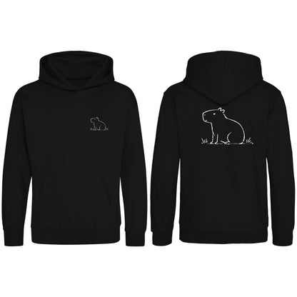 Calm Capybara Kids' Hoodie - Wild Lines Deep Black colour variant image