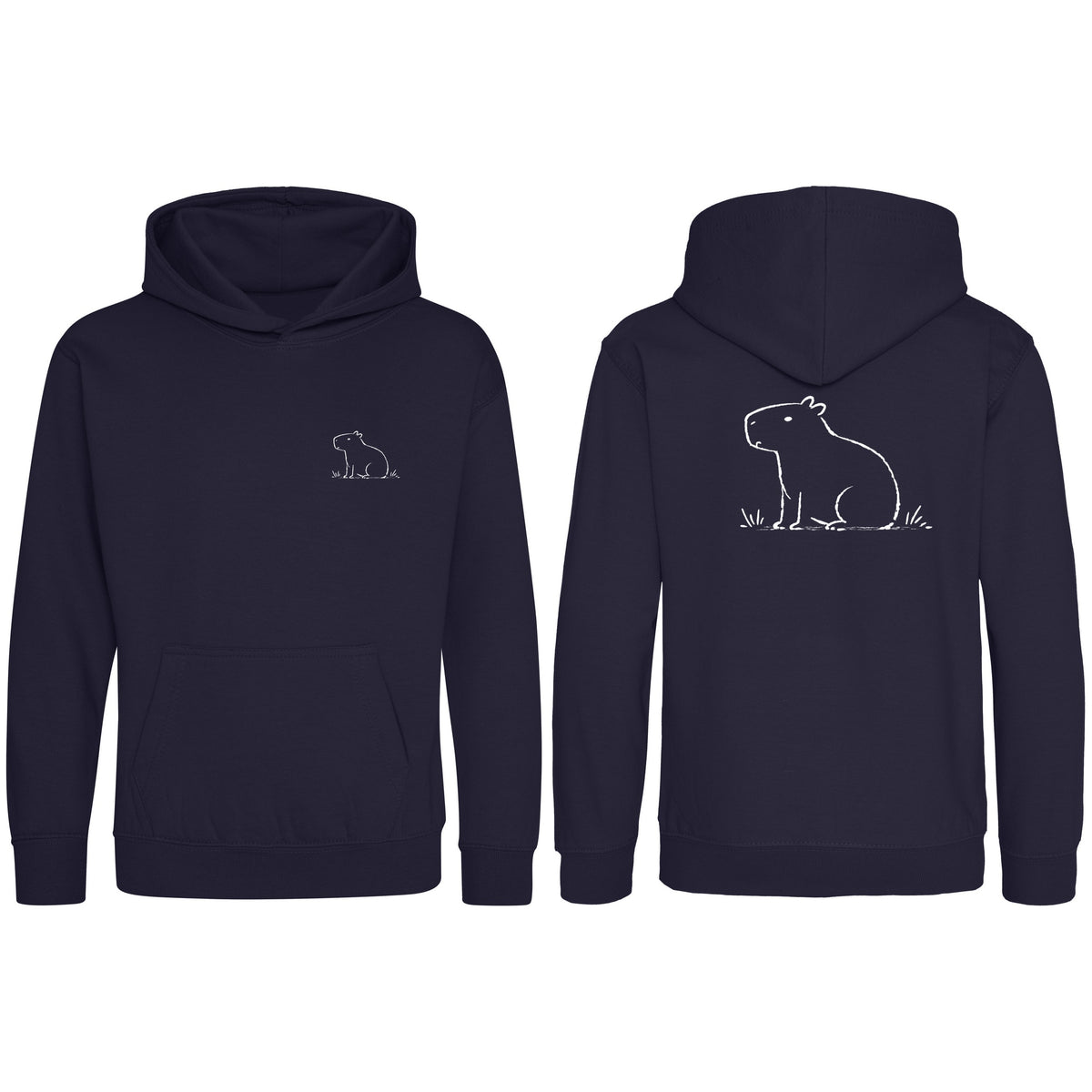 Calm Capybara Kids' Hoodie - Wild Lines French Navy colour variant image