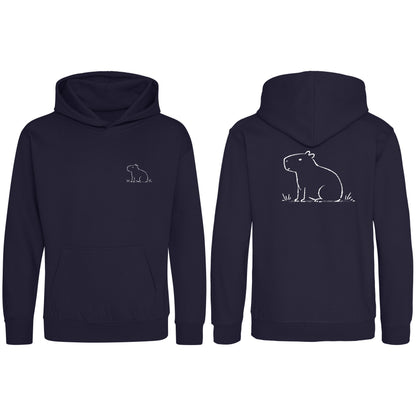 Calm Capybara Kids' Hoodie - Wild Lines French Navy colour variant image