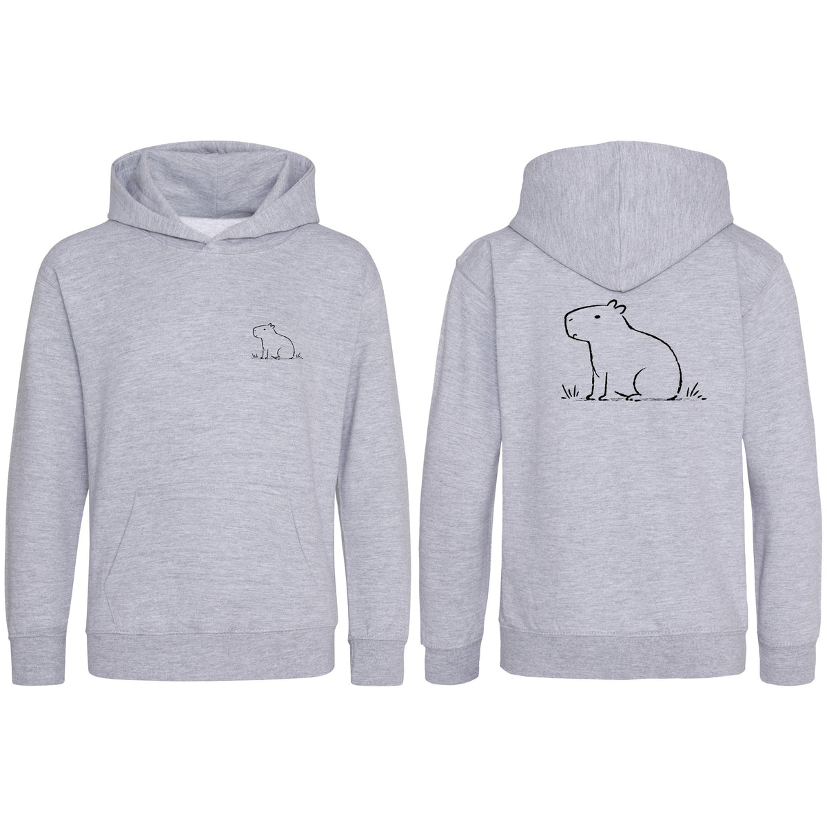 Calm Capybara Kids' Hoodie - Wild Lines Heather Grey colour variant image