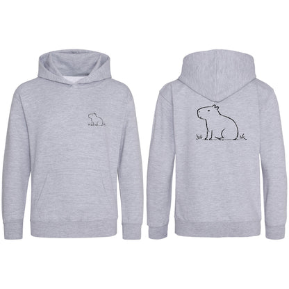 Calm Capybara Kids' Hoodie - Wild Lines Heather Grey colour variant image