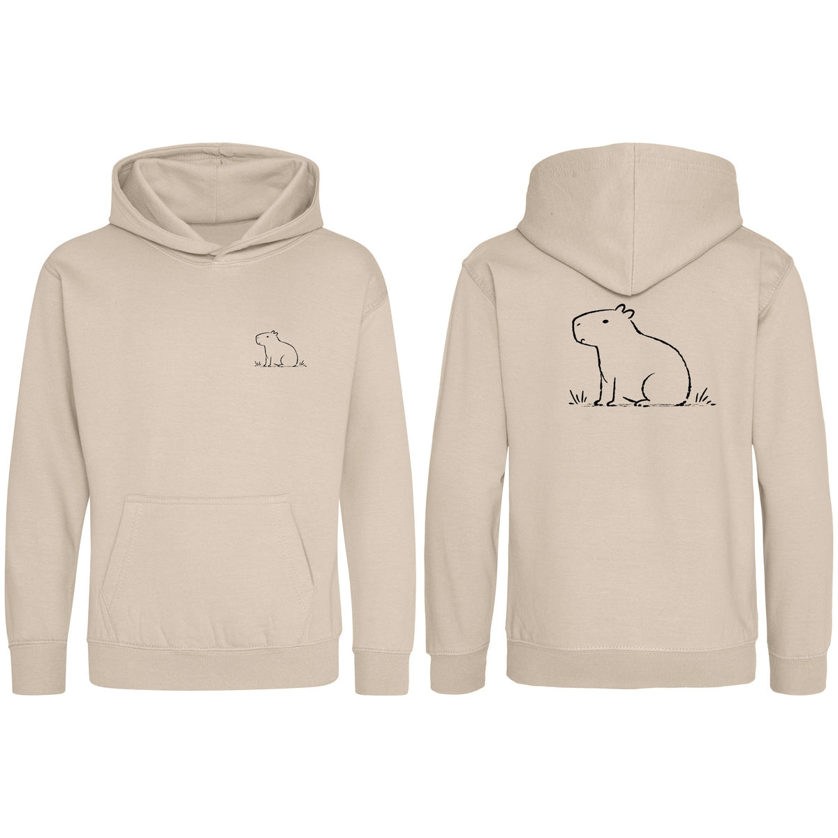 Calm Capybara Kids' Hoodie - Wild Lines Natural Stone colour variant image