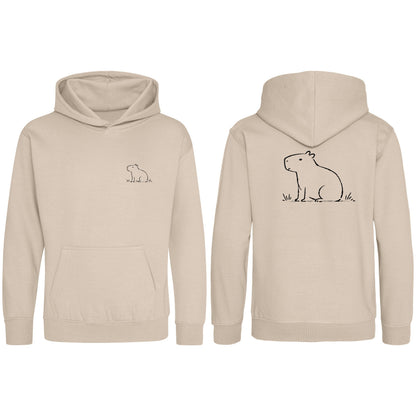 Calm Capybara Kids' Hoodie - Wild Lines Natural Stone colour variant image