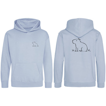 Calm Capybara Kids' Hoodie - Wild Lines Sky Blue colour variant image