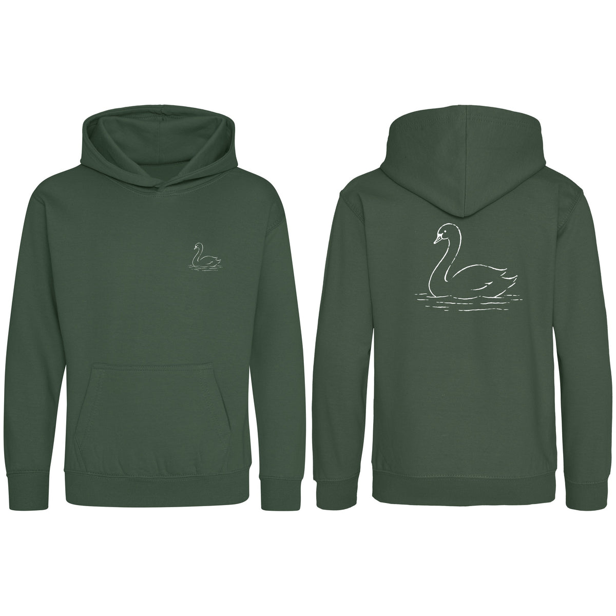 Gliding Swan Kids' Hoodie - Wild Lines Bottle Green colour variant image