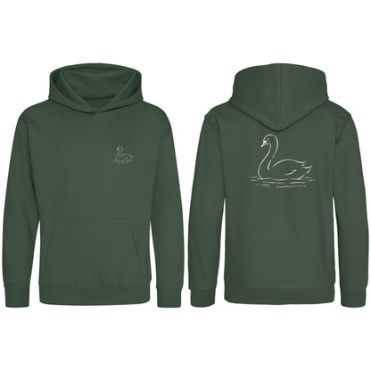 Gliding Swan Kids' Hoodie - Wild Lines Bottle Green colour variant image