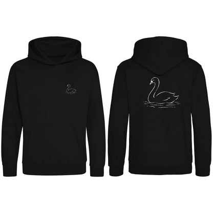 Gliding Swan Kids' Hoodie - Wild Lines Deep Black colour variant image
