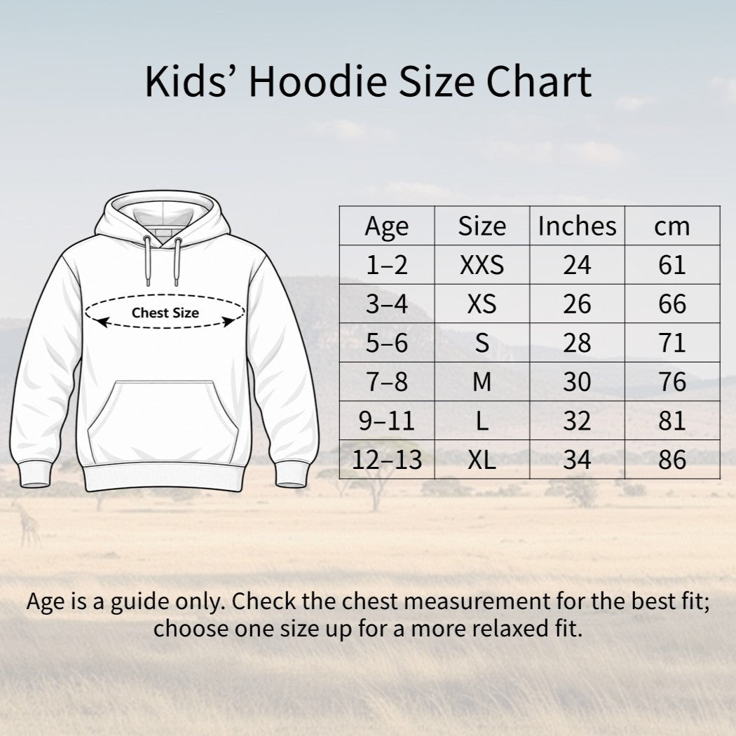 Gliding Swan Kids' Hoodie - Wild Lines semantic size guide