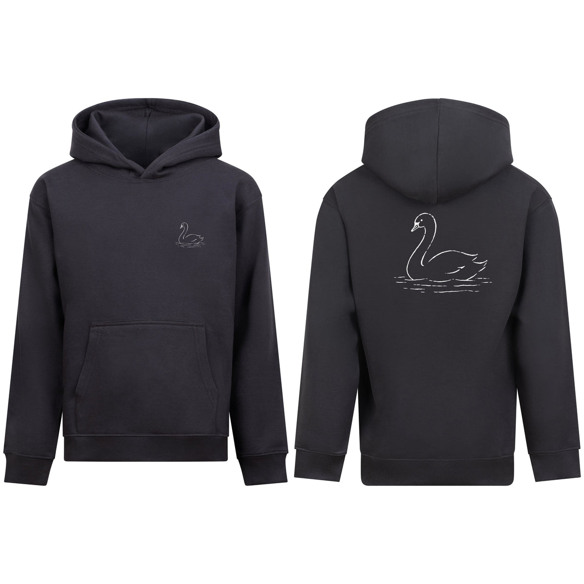 Gliding Swan Kids' Hoodie - Wild Lines Solid Charcoal colour variant image