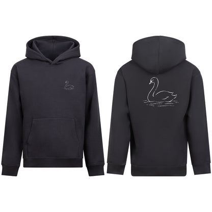 Gliding Swan Kids' Hoodie - Wild Lines Solid Charcoal colour variant image