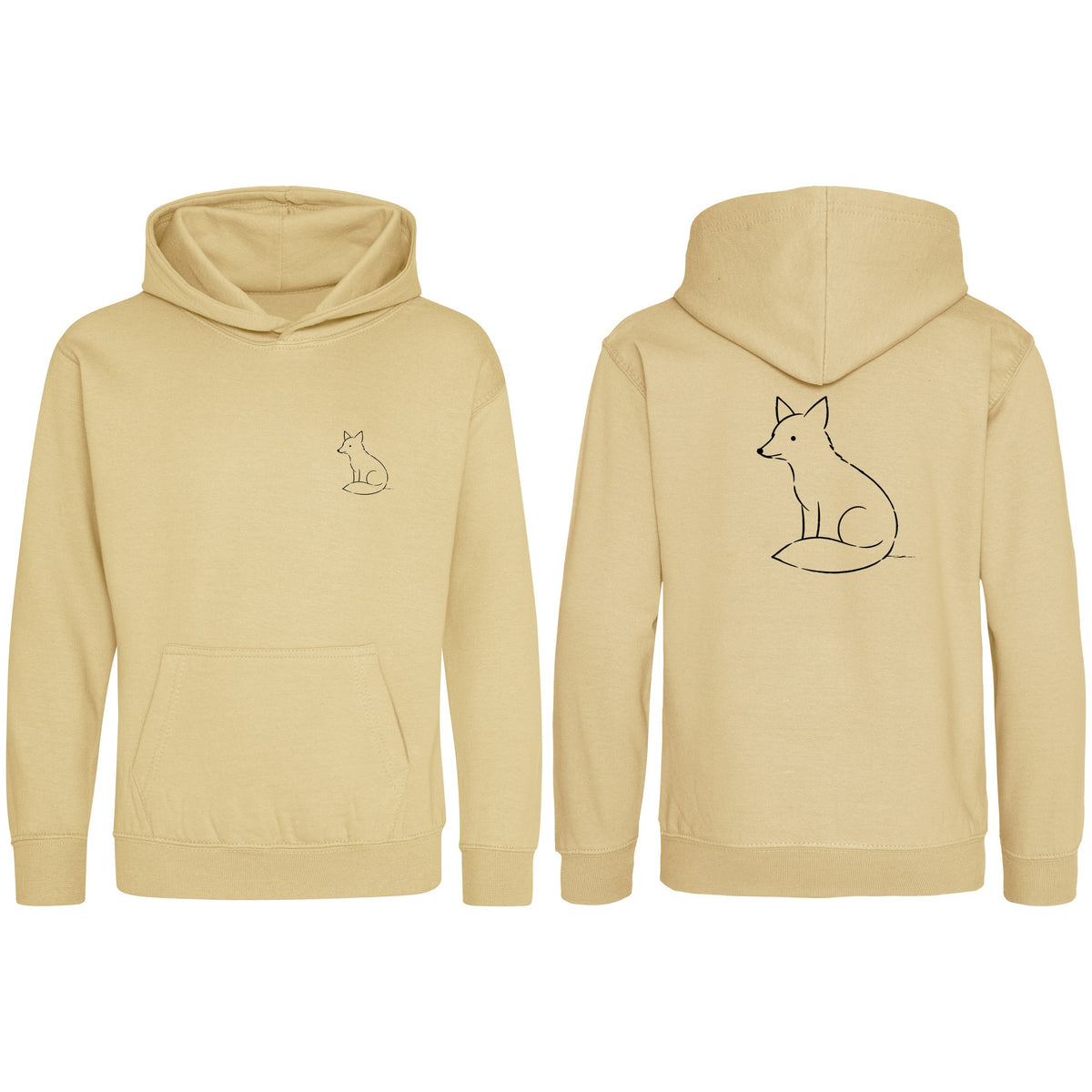 Poised Fox Kids' Hoodie - Wild Lines Desert Sand colour variant image