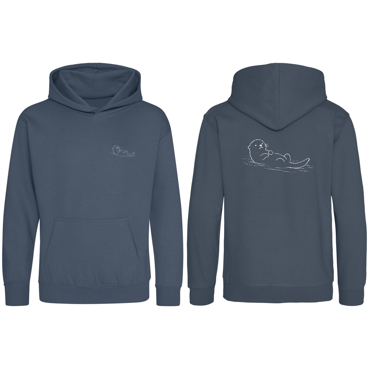 Floating Otter Kids' Hoodie - Wild Lines Airforce Blue colour variant image