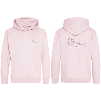 Floating Otter Kids' Hoodie - Wild Lines Baby Pink colour variant image