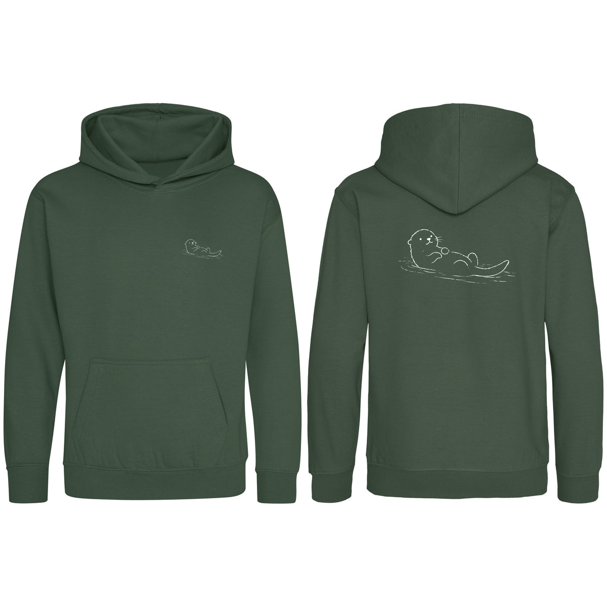 Floating Otter Kids' Hoodie - Wild Lines Bottle Green colour variant image