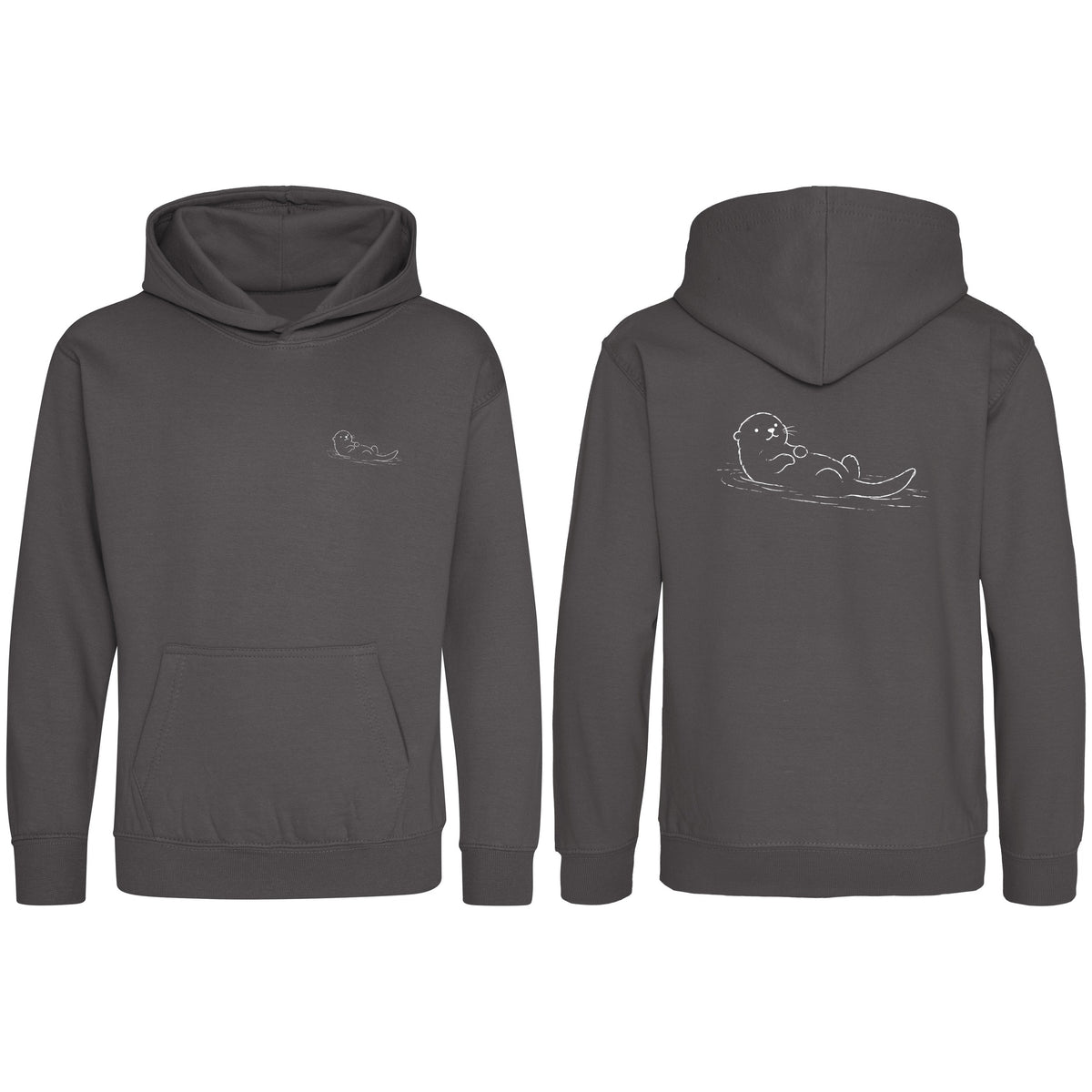 Floating Otter Kids' Hoodie - Wild Lines Charcoal colour variant image
