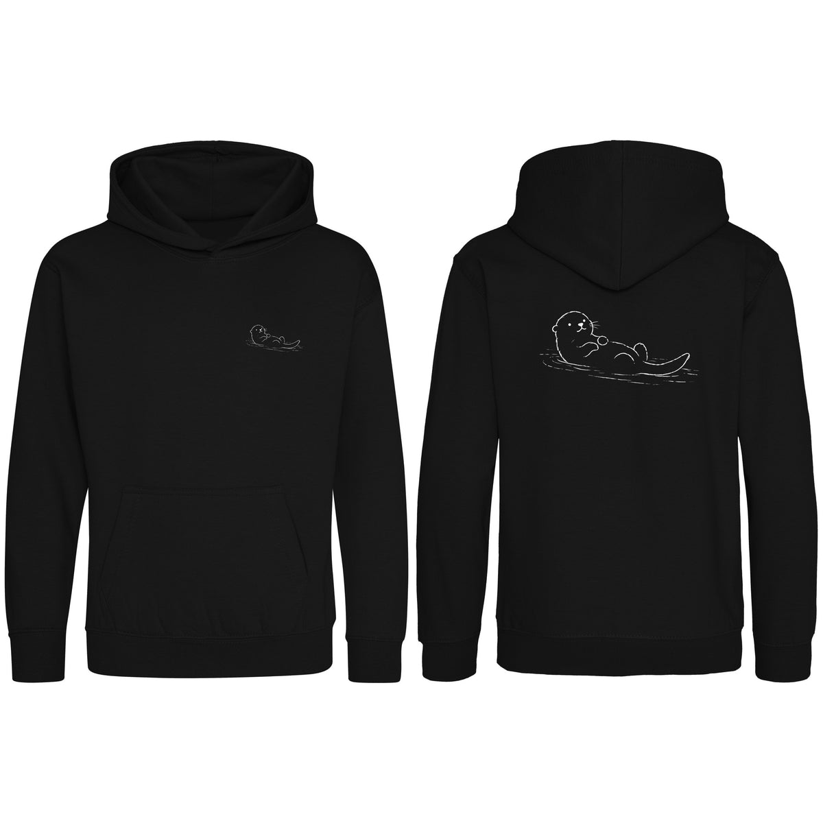 Floating Otter Kids' Hoodie - Wild Lines Deep Black colour variant image