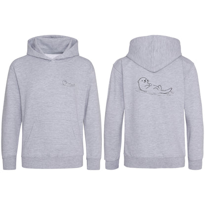 Floating Otter Kids' Hoodie - Wild Lines Heather Grey colour variant image