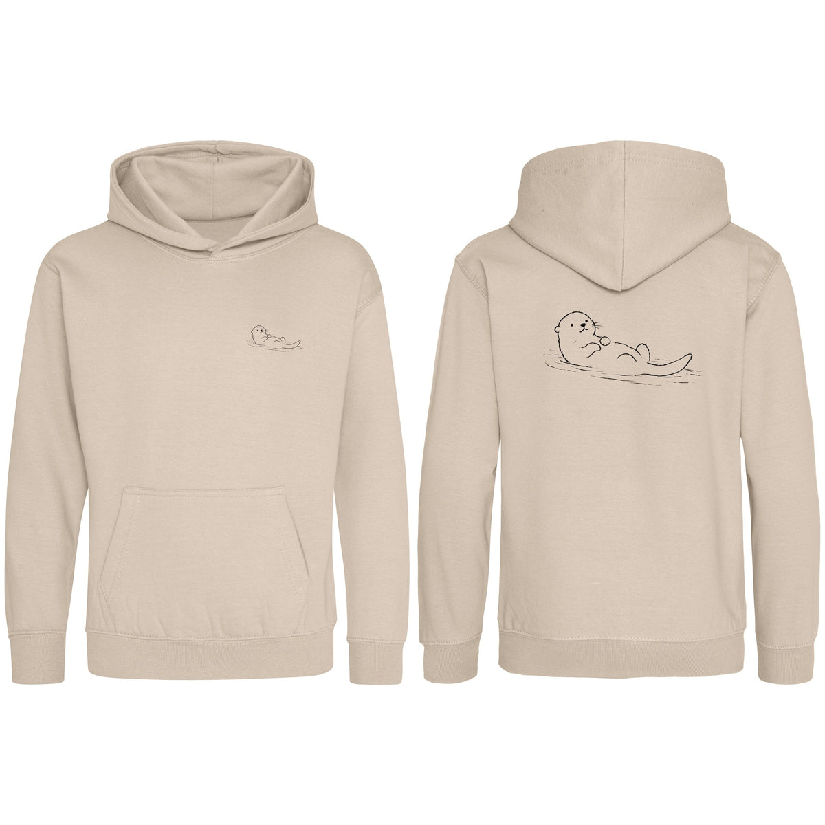 Floating Otter Kids' Hoodie - Wild Lines Natural Stone colour variant image