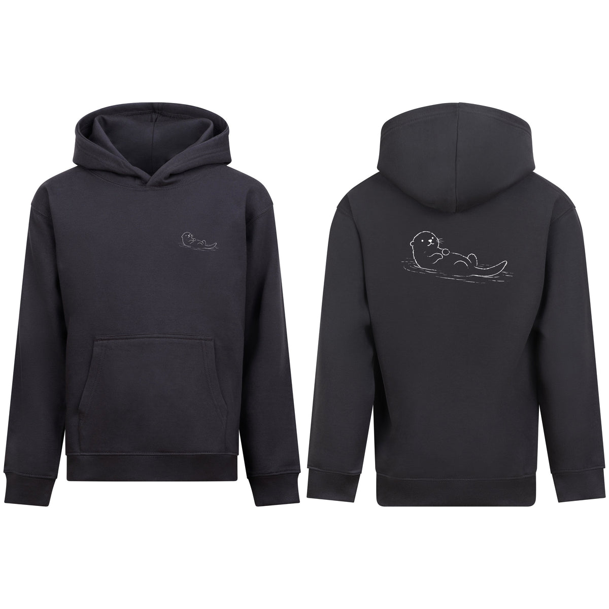 Floating Otter Kids' Hoodie - Wild Lines Solid Charcoal colour variant image