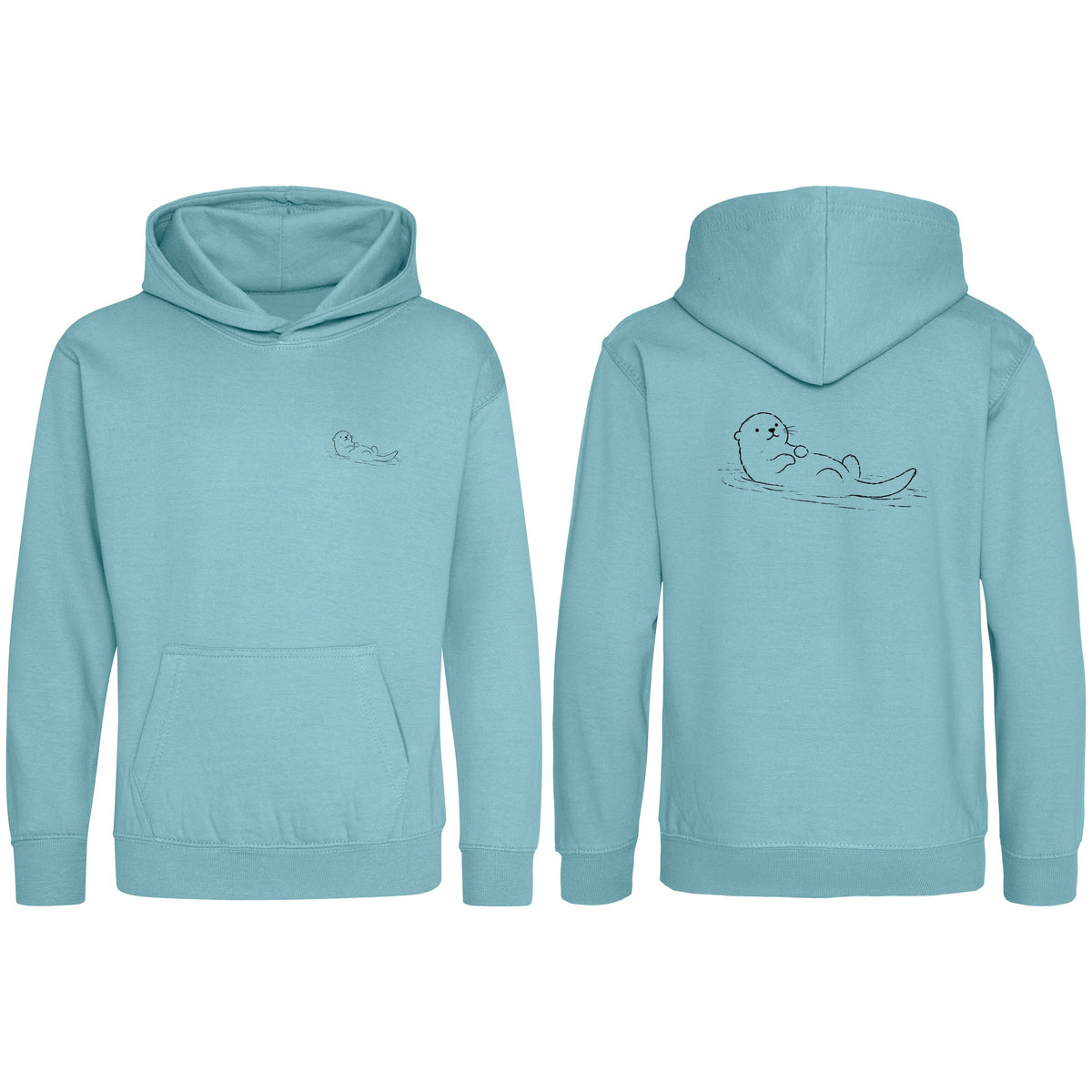 Floating Otter Kids' Hoodie - Wild Lines Seafoam colour variant image