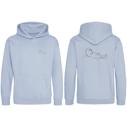 Floating Otter Kids' Hoodie - Wild Lines Sky Blue colour variant image