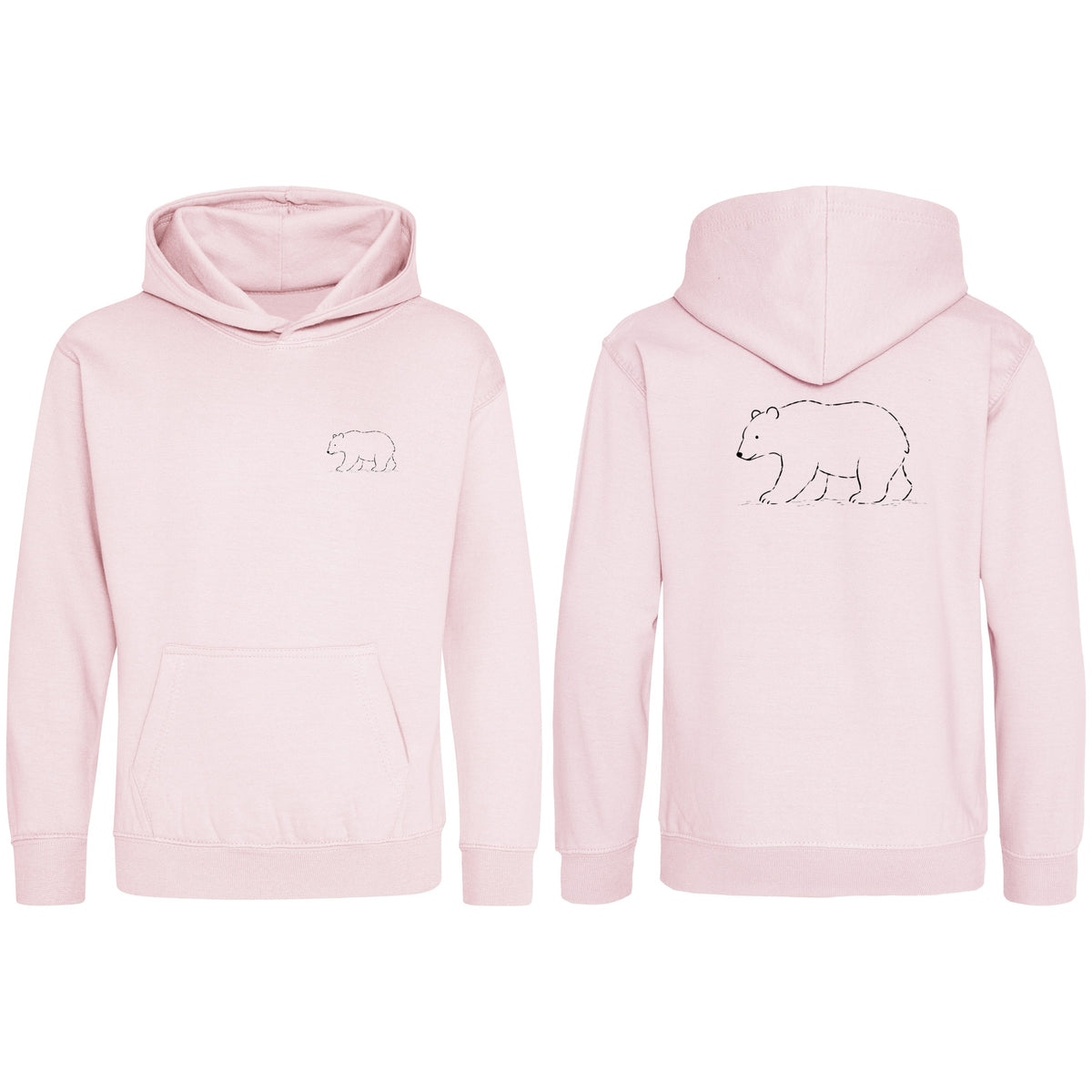 Roaming Bear Kids' Hoodie - Wild Lines Baby Pink colour variant image