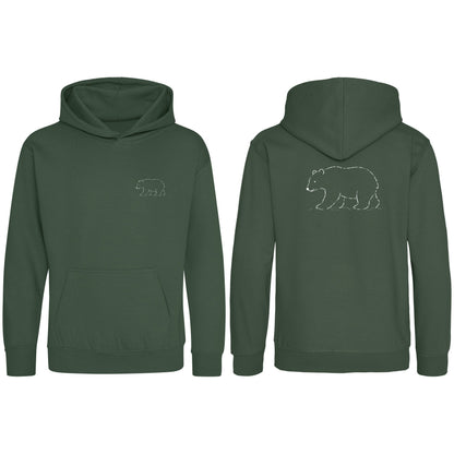 Roaming Bear Kids' Hoodie - Wild Lines Bottle Green colour variant image