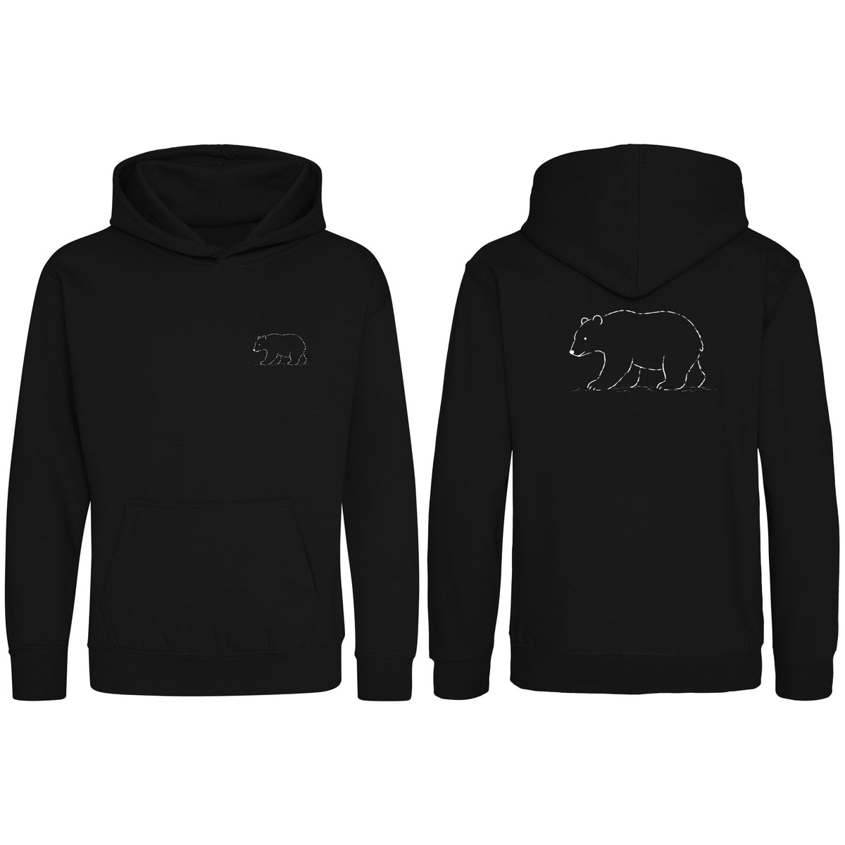 Roaming Bear Kids' Hoodie - Wild Lines Deep Black colour variant image