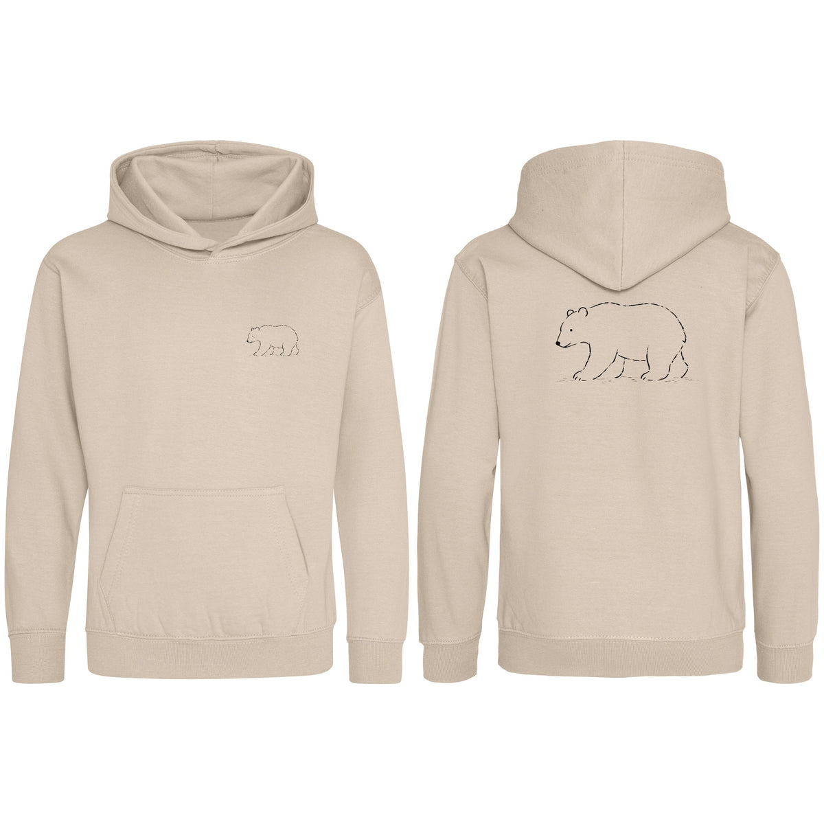Roaming Bear Kids' Hoodie - Wild Lines Natural Stone colour variant image