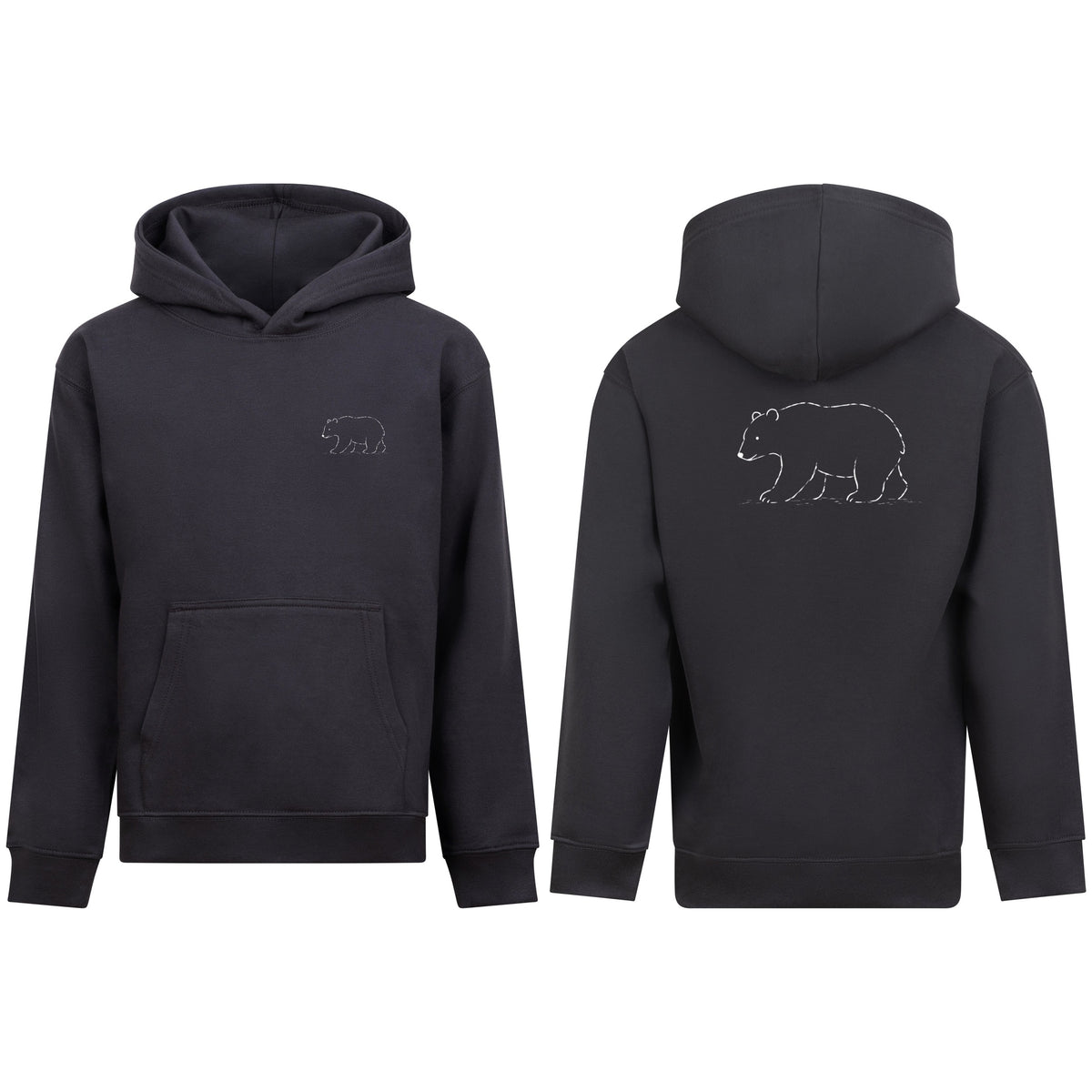 Roaming Bear Kids' Hoodie - Wild Lines Solid Charcoal colour variant image
