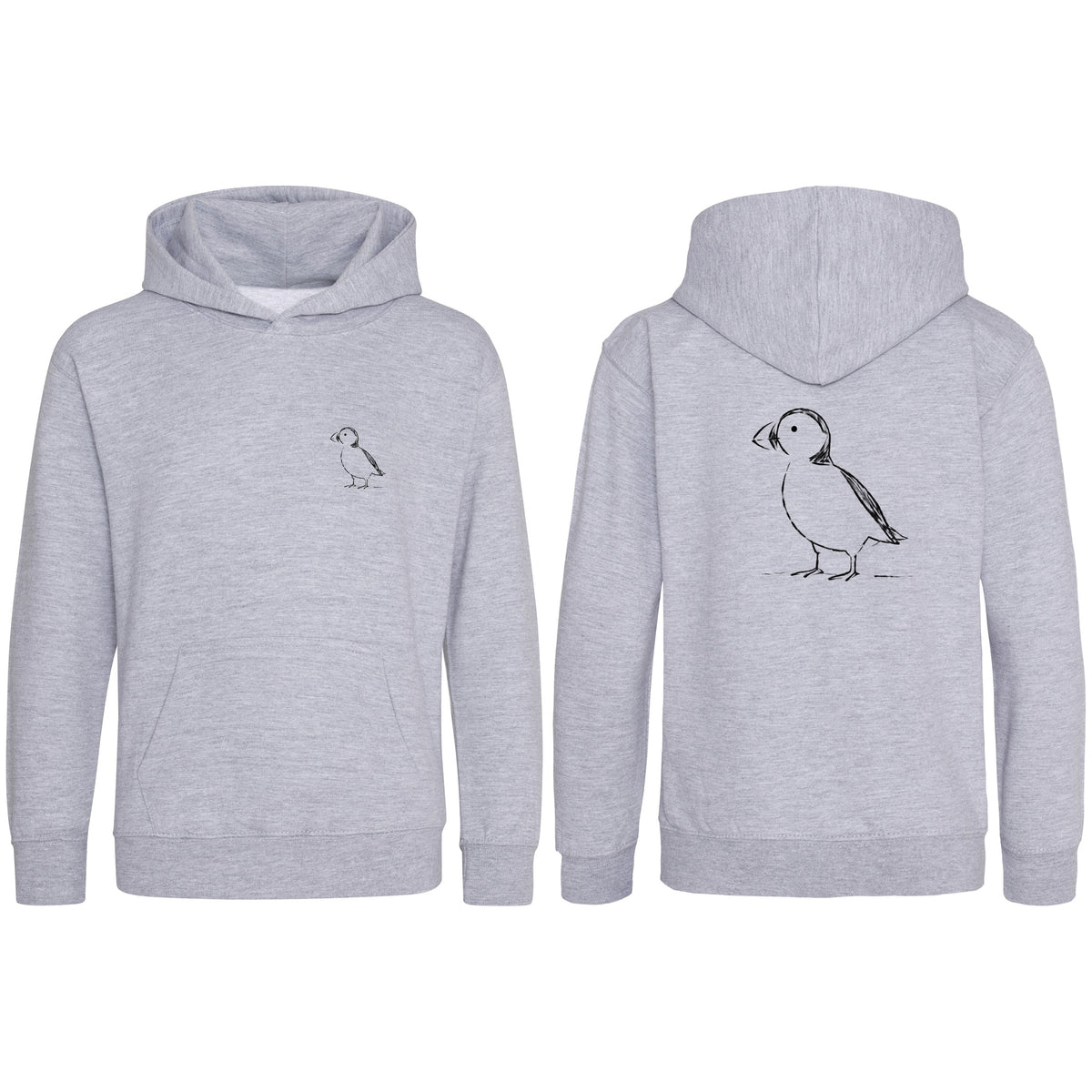 Proud Puffin Kids' Hoodie - Wild Lines Heather Grey colour variant image
