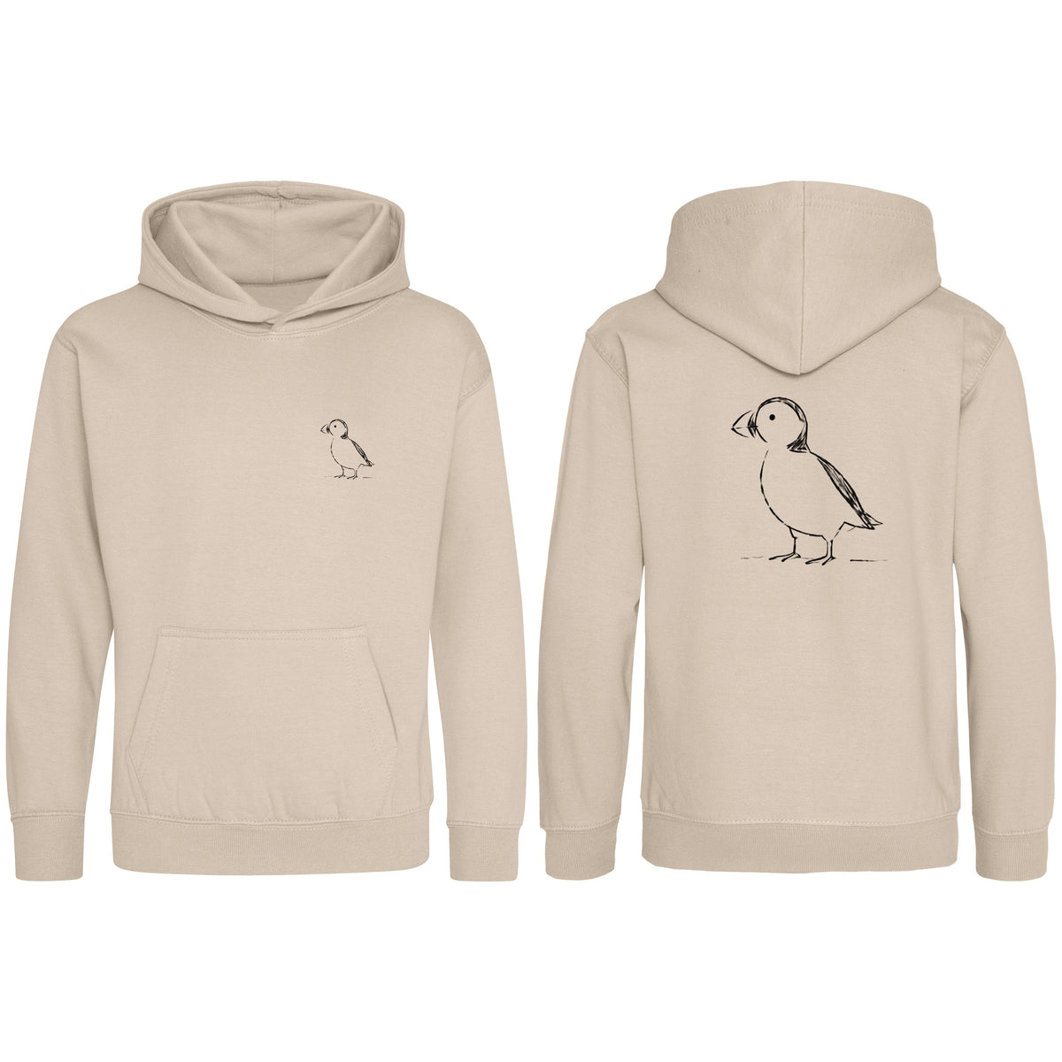 Proud Puffin Kids' Hoodie - Wild Lines Natural Stone colour variant image