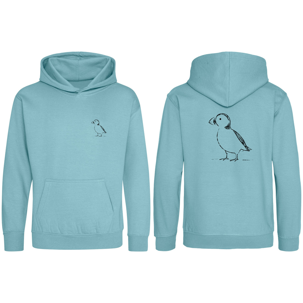 Proud Puffin Kids' Hoodie - Wild Lines Seafoam colour variant image