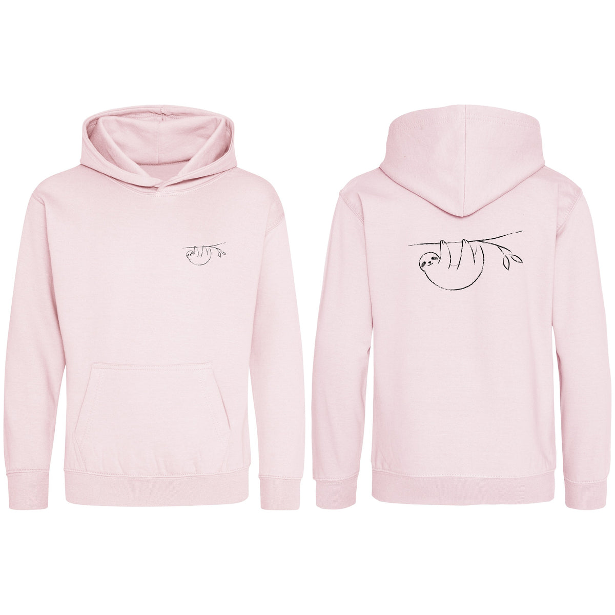 Hanging Sloth Kids' Hoodie - Wild Lines Baby Pink colour variant image