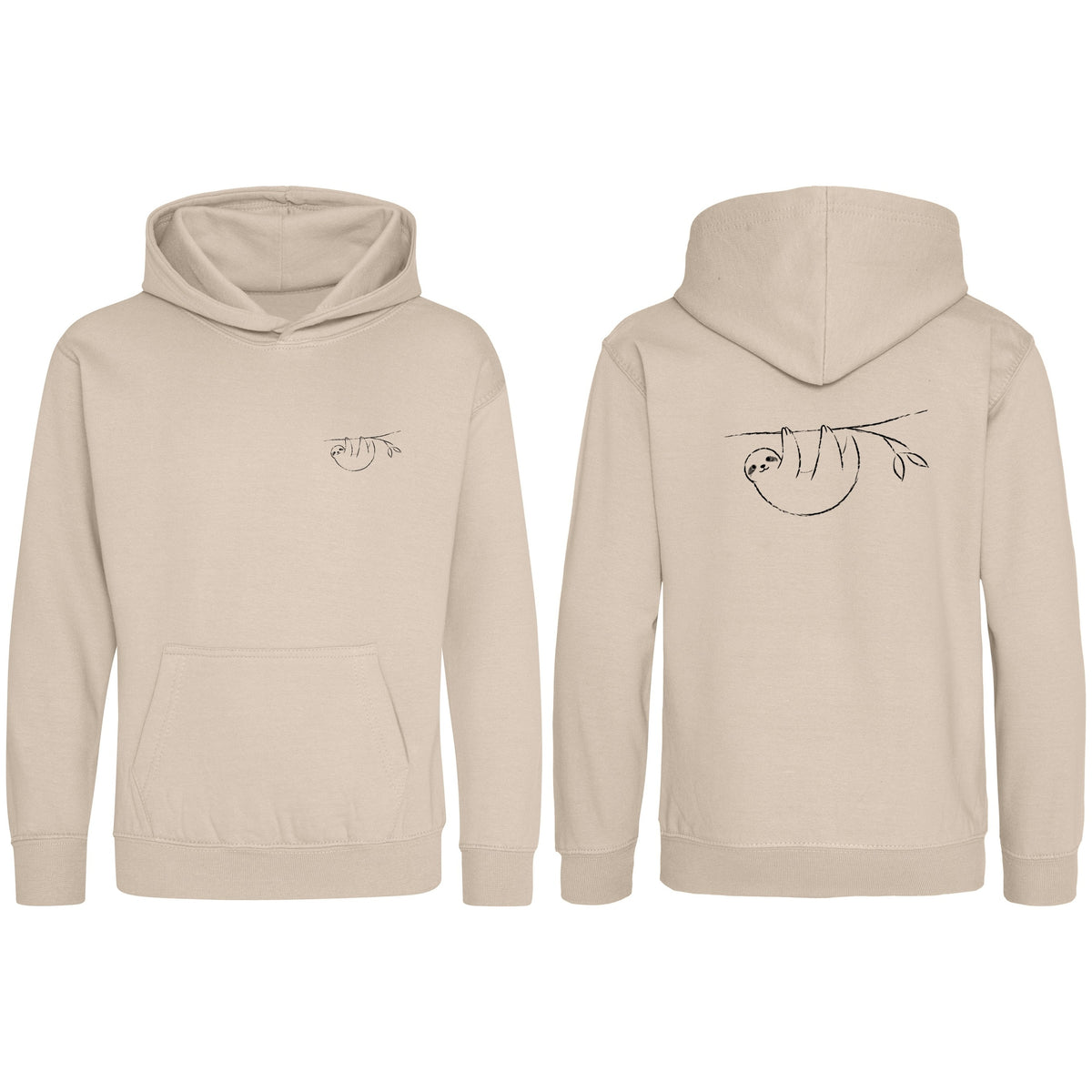 Hanging Sloth Kids' Hoodie - Wild Lines Natural Stone colour variant image