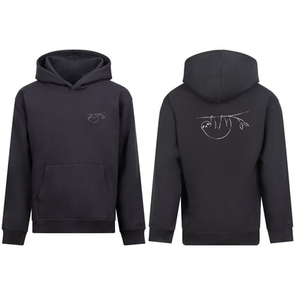 Hanging Sloth Kids' Hoodie - Wild Lines Solid Charcoal colour variant image