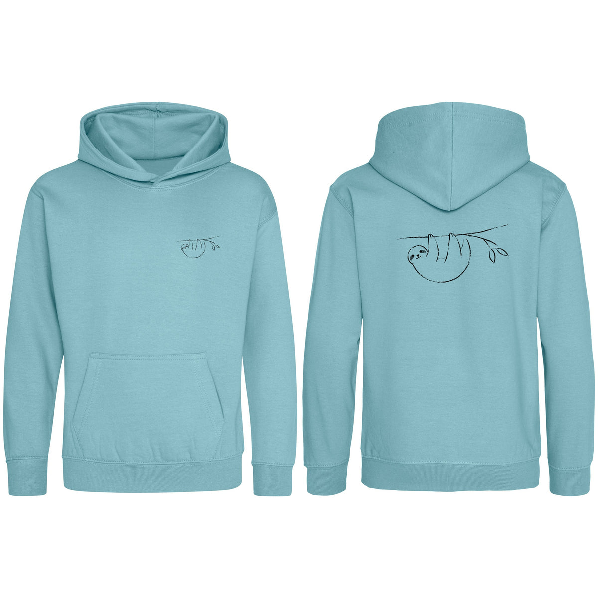 Hanging Sloth Kids' Hoodie - Wild Lines Seafoam colour variant image